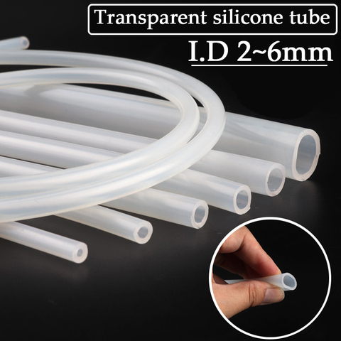 1M I.D2 ~ 6mm Transparent tuyau de Silicone de qualité alimentaire résistant à la chaleur Tube Flexible Aquarium Aquarium réservoir tuyau pompe à Air Gel de silice Tube ► Photo 1/6