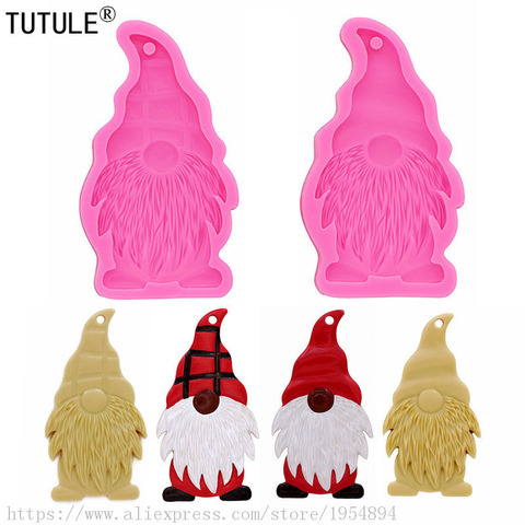 Gnome-moule en silicone pour Fondant, artisanat en résine, en argile, bijoux, pâte à gomme, moule à porte-clés, pochoir de noël, en Latex, en caoutchouc ► Photo 1/6