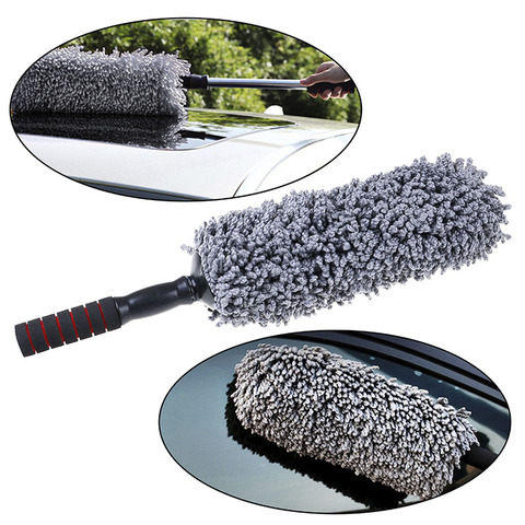 Microfibre longue poignée poussière cire lavable glisser cire Shan rondelle voiture nettoyage brosse Auto fenêtre Duster rétractable acier inoxydable ► Photo 1/6