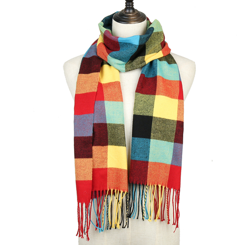 Foulard à carreaux pour hommes, châle d'hiver, chaud, en cachemire, à cou, unisexe, en treillis, tendance 2022 ► Photo 1/6