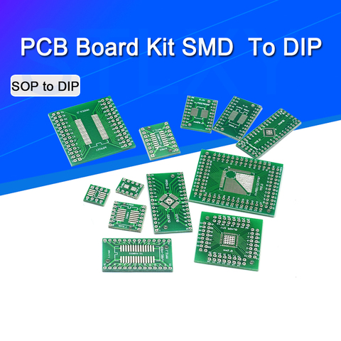 10 pièces Kit de carte de circuit imprimé SMD tourner vers DIP adaptateur plaque de convertisseur SOP MSOP SSOP TSSOP SOT23 8 10 14 16 20 28 SMT à tremper ► Photo 1/6