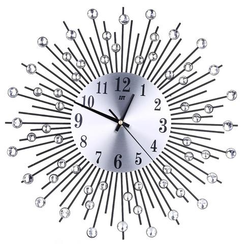 Offre spéciale! Horloge murale à Quartz 3D, silencieuse incrustée de strass, décor de chambre à coucher pour la maison, horloge ronde avec strass ► Photo 1/6