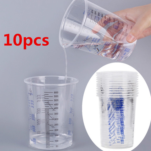 10 pièces 600ml plastique peinture tasses à mélanger Pots de mélange peinture mélange tasse calibrée pour mélange précis peinture et liquides/4 pièces 100ml ► Photo 1/6