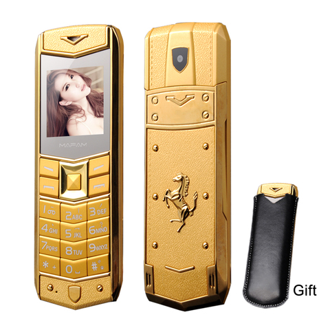 Pas cher chine A8 russe arabe espagnol français Vibration luxe métal corps voiture Logo double Sim téléphone portable avec étui en cuir cadeau ► Photo 1/1