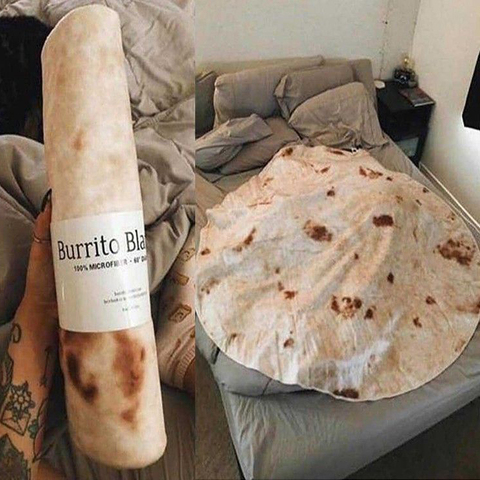 Couvertures Burrito en flanelle Super douce et chaude, couvertures rondes de voyage en avion, en molleton de corail Tortilla, pour la sieste, 280 g/m² ► Photo 1/6