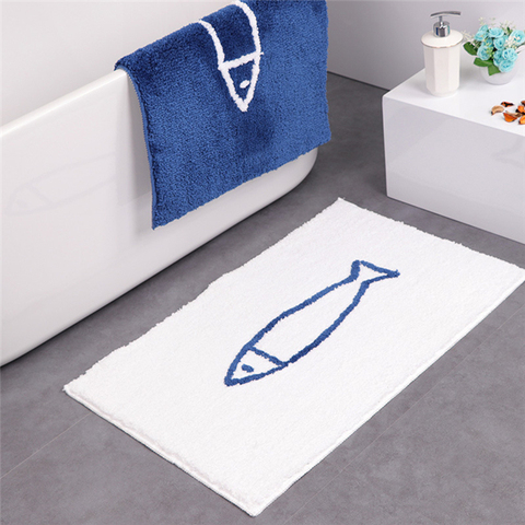 Tapis de bain imperméable antidérapant poisson | Tapis de salle de bain, tapis absorbant l'eau, tapis de salle de bain Shaggy, tapis de cuisine ► Photo 1/6