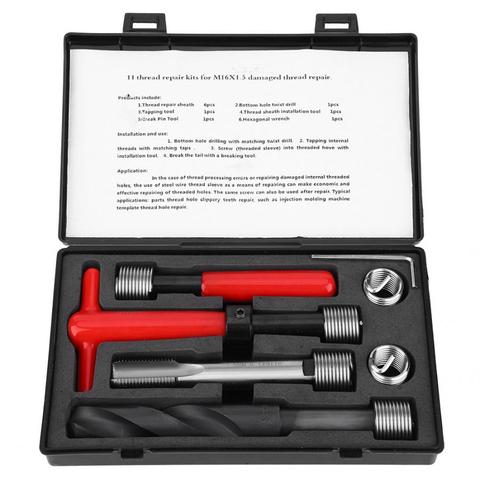 Kit de réparation fil hélicoïdal M2-M18 pour voiture, clé torsadée en acier inoxydable, outil d'insertion pour restaurer le fil endommagé ► Photo 1/6