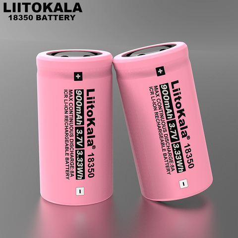 1-40 pièces Liitokala ICR 18350 900mAh 8A batterie au lithium rechargeable 3.7V puissance lampes cylindriques cigarette électronique ► Photo 1/5
