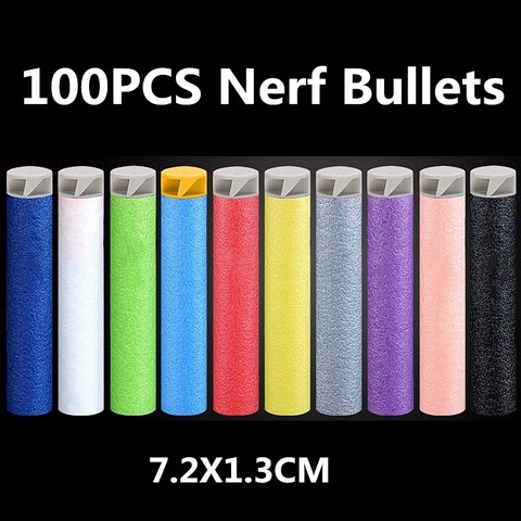 Nerf balles 100 pièces 7.2cm Nerf pistolet balle recharge fléchettes pour Nerf accessoires tactique EVA doux spirale balle tête creuse enfants jouet ► Photo 1/6