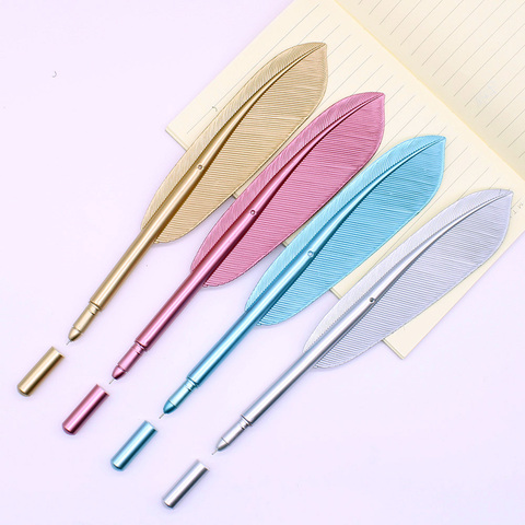 2 pièces belle plume Gel stylos 0.5mm créatif Kawaii mignon neutre stylo encre stylo cadeau école fournitures de bureau papeterie ► Photo 1/6