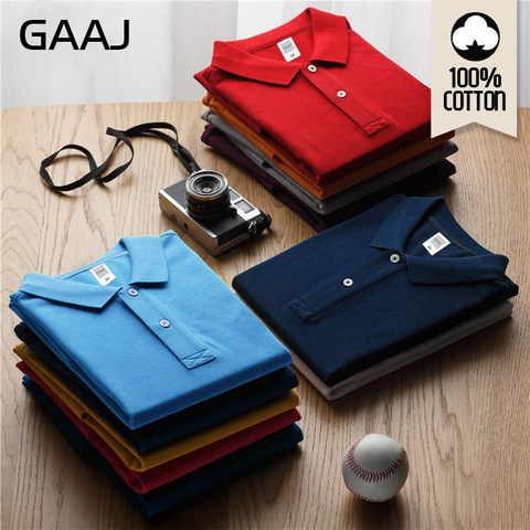 GAAJ Nouveau 2017 Hommes de Marque Polo Shirt Pour Hommes Polos Hommes 100% coton 22 Couleurs À Manches Courtes Solide Chemise Vêtements Vin Bleu Gris Rouge ► Photo 1/6