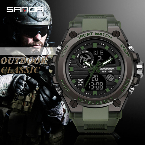Montre de sport à Quartz pour hommes, marque de luxe, militaire, électronique, étanche, Vibration, alarme, relogio masculino SANDA ► Photo 1/6