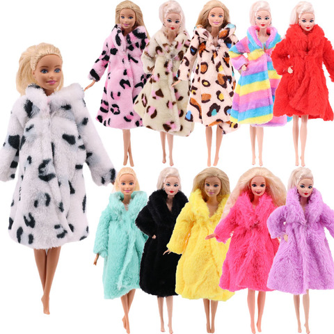 Manteau de fourrure pour barbie, 15 styles, veste de couleur imprimée léopard, Style à la mode pour poupée barbie 11.8 pouces, accessoires, vêtements pour poupée ► Photo 1/6