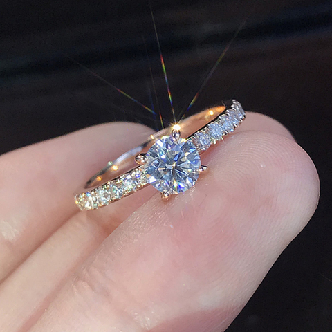 Bagues de fiançailles en cristal pour femmes, nouveau Design tendance, en Zircon blanc, AAA, élégantes, bijoux de mariage ► Photo 1/4