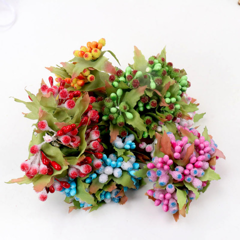 Fleur d'étamine artificielle de baies de perles, 12 pièces, pour décoration de maison de mariage, bricolage de couronne de pistel, fausses fleurs artisanales pour Scrapbooking ► Photo 1/6