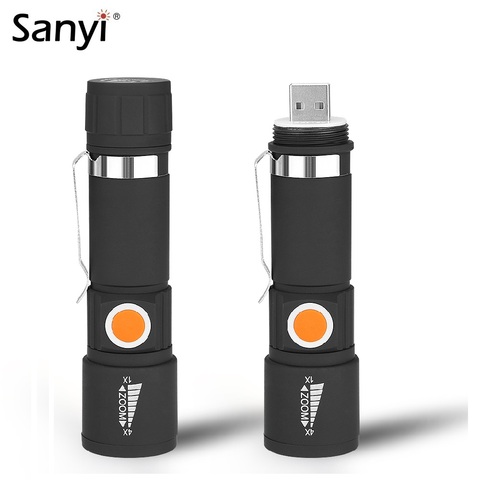 Mini lampe torche arrière USB, pratique avec 3 Modes, lampe torche étanche, zoom, rechargeable par USB, LED Modes ► Photo 1/6