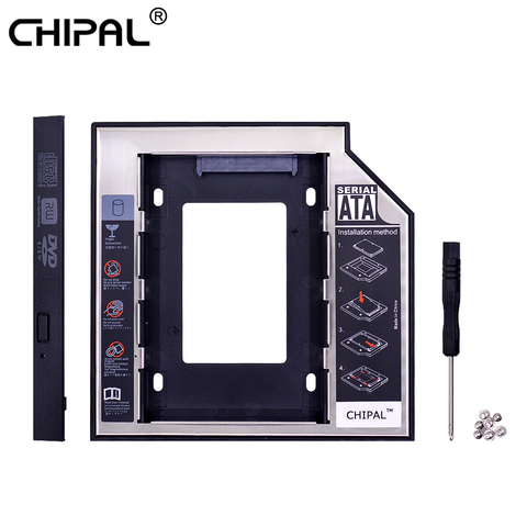 CHIPAL 2nd HDD Caddy 12.7mm aluminium Optibay SATA 3.0 boîtier de disque dur boîtier DVD adaptateur 2.5 SSD 2 to pour ordinateur portable cd-rom ► Photo 1/6