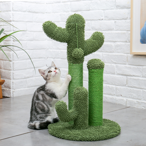 Jouets arbre à chat mignon Cactus pour animaux de compagnie, avec boule et postes à gratter, jouet arbre d'escalade pour la protection des meubles, livraison rapide ► Photo 1/6