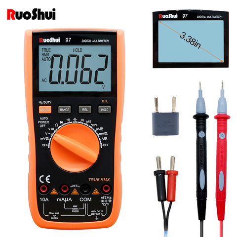 Multimètre automatique de gamme de RuoShui 97 vrai mètre de fréquence de température d'appareil de contrôle de Transistor de tension à ca/cc de RMS SMD Esr Multimetro ► Photo 1/6