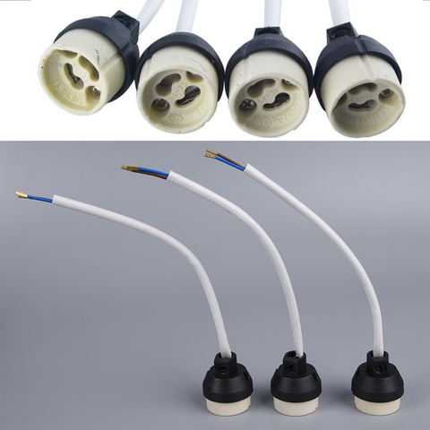 Nouveau GU10 socle prise adaptateur fil connecteur porcelaine halogène GU10 support de lampe douille pour LED ampoule en céramique ► Photo 1/6