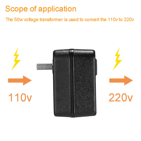 Convertisseur de tension de voyage de transformateur de convertisseur de tension de 110v à 220v 50w ► Photo 1/6