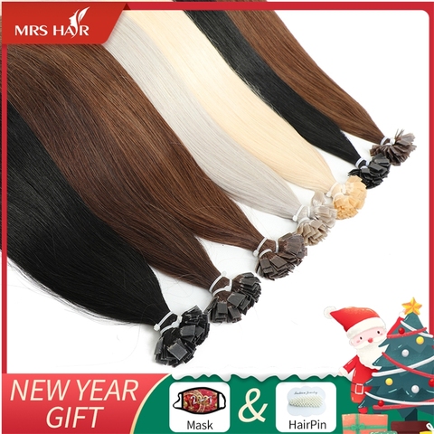 MRSHAIR – Extensions de cheveux naturels non remy lisses, avec kératine fondue, 1x0.8cm, pré-collées, avec petite Interface, 14 18 pouces, #2 #60 ► Photo 1/6