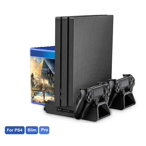 Pour PS4/PS4 Slim/PS4 Pro support Vertical avec ventilateur de refroidissement double contrôleur chargeur Station de charge pour SONY Playstation 4 refroidisseur ► Photo 1/6