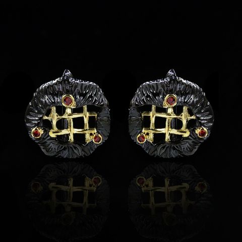 Boucles d'oreilles géométriques ajourées en or et noir pour femmes, bijoux de fête, de haute qualité ► Photo 1/5