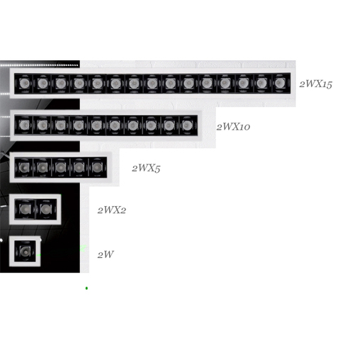 Éclairage uniforme 2W 2WX2 2WX5 Source Invisible CRI90 encastré sans bordure DALI linéaire led downlight perspectives de beauté ► Photo 1/6