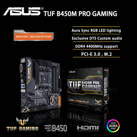 ASUS TUF B450M PRO GAMING B450M AMD B450 DDR4 3466MHz 128G,M.2,DVI-D,SATA 6Gb/,USB 3.1 prise en charge R3 R5 R7 R9 bureau AM4 Gaming ► Photo 1/6