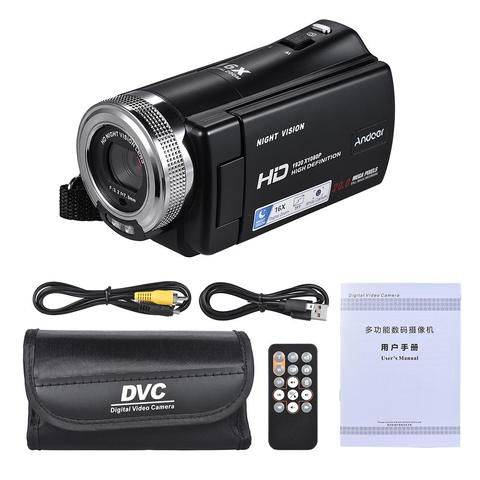 Caméra vidéo numérique V12 1080P Full HD 16X, caméscope d'enregistrement avec Zoom numérique, avec écran LCD rotatif de 3.0 pouces, prise en charge de la Vision nocturne ► Photo 1/6