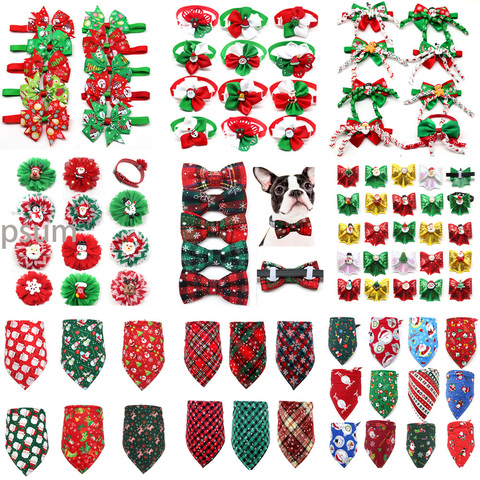 Bandana de noël pour chien, accessoires pour animaux de compagnie, 50 pièces, accessoire pour petit chien, chat, nœud papillon ► Photo 1/6