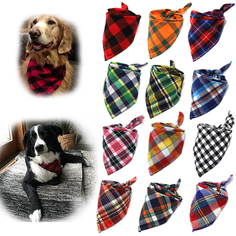 Chien Bandanas grand animal de compagnie écharpe animal Bandana pour chien coton Plaid WashableBow cravates collier chat chien écharpe grand chien accessoires ► Photo 1/6