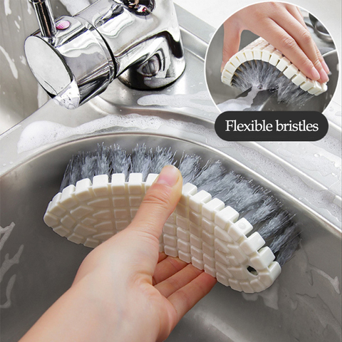 Brosse de nettoyage cuisine poele brosse de nettoyage Flexible piscine brosse baignoire carrelage brosse salle de bain brosse sans mort coin plancher Brus ► Photo 1/6