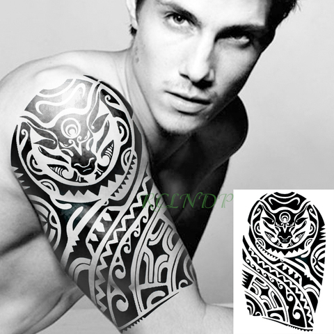 Autocollant de tatouage temporaire imperméable, faux tatouage de totem Tribal, autocollant, flash, pour les pieds, les bras et les jambes, pour femmes et hommes ► Photo 1/6