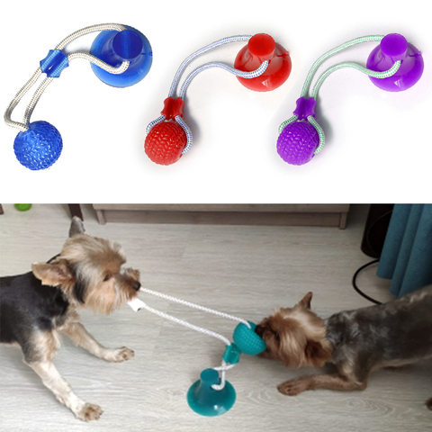 Jouets interactifs pour chiens, ventouse, boule TPR, jouets de morsure molaire pour animaux de compagnie, corde élastique, nettoyage des dents de chien, à mâcher, avec gouttes ► Photo 1/6