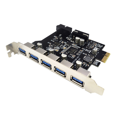 USB 3.0 PCI-E carte d'extension 5 Ports adaptateur HUB pour ordinateur de bureau PCI Express Extender Module carte ► Photo 1/6