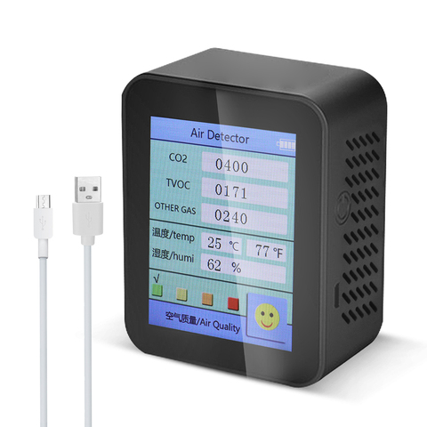 Moniteur de qualité de l'air domestique, testeur de CO2 avec dioxyde de carbone, valeur TVOC, quantité d'électricité, affichage de la température et de l'humidité ► Photo 1/6