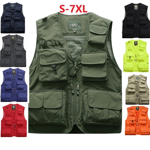 Gilets de pêche à séchage rapide, veste en maille sans manches, multi-poches, à séchage rapide, pour photographie, veste de randonnée, S-7XL ► Photo 1/6