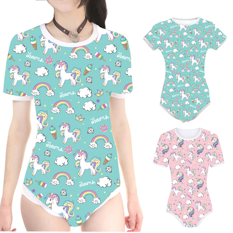 ABDL – grenouillère pour adulte et bébé, grenouillère avec ouverture à l'entrejambe, petite licorne ► Photo 1/6