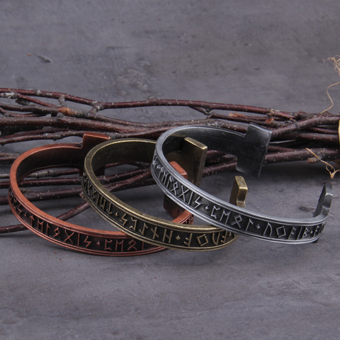 Livraison directe 1pc hommes à la main nordique Rune bracelet Viking 3 couleur alliage hommes bracelet ► Photo 1/5