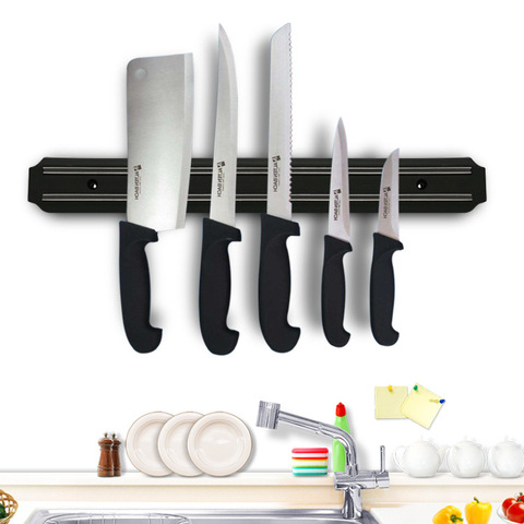 Porte-couteau mural magnétique en acier inoxydable, support de repos pour les couteaux bloc de rangement de la barre permettant de gagner de l'espace aimant outils de cuisine porte-couteau ► Photo 1/6