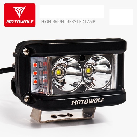 MOTOWOLF 12v-72v 25W LED Spot lumière moto ATV bateau hors route phare étanche avec interrupteur et support pour Honda Yamaha ► Photo 1/6