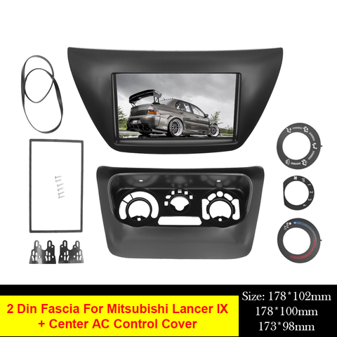 2 din panneau d'autoradio carénage adapté pour 2006 Mitsubishi Lancer IX facia DVD cadre + Center ca contrôle couvercle garniture lunette installer kit ► Photo 1/6