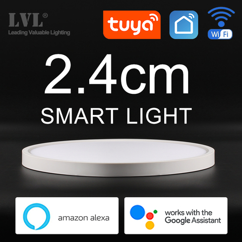 LED moderne plafonnier intelligent Dimmable éclairage à la maison WiFi Tuya App AI contrôle vocal ultra-mince plafonnier de montage en Surface ► Photo 1/6