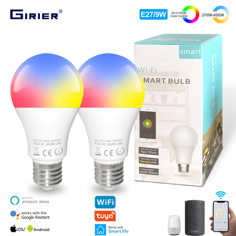 E27 9W Wifi Smart LED ampoule réglable RGB lampe Tuya App télécommande intelligente Compatible avec Google Home Alexa commande vocale ► Photo 1/6