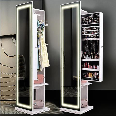 Miroir pour vêtements, vestiaire, tout le corps au sol, Simple, moderne, salon, armoire de réception, multifonctionnel, test rotatif ► Photo 1/4