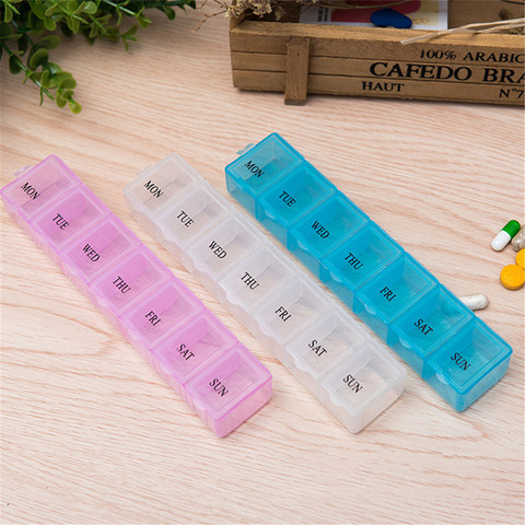 1 pièces 3 couleurs 7 jours hebdomadaire tablette pilule médecine boîte support rangement organisateur conteneur Case pilule boîte diviseurs ► Photo 1/6