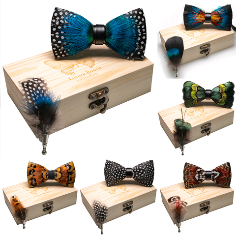 JEMYGINS-ensemble-cadeaux en bois, avec plumes naturelles, nouveau Design Original, exquis et fait à la main, coffret cadeau en bois, fête de mariage ► Photo 1/6