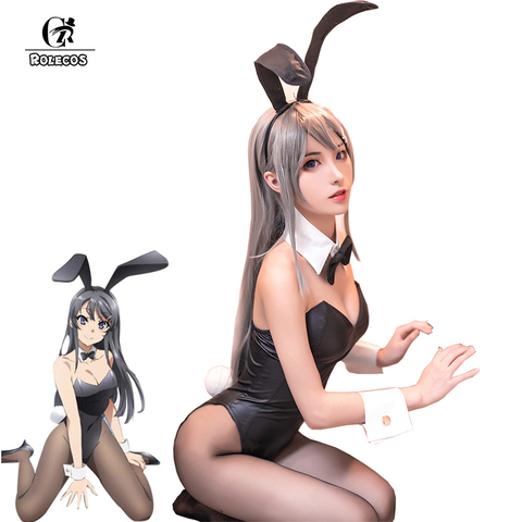 ROLECOS Anime Sakurajima Mai Cosplay déguisement Halloween femmes noir Sexy combinaison coquin ne rêve pas de lapin fille Senpai Cos ► Photo 1/6